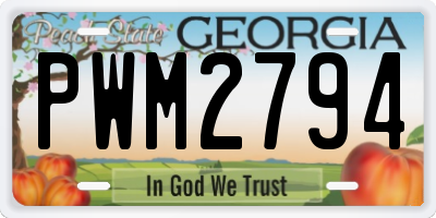GA license plate PWM2794