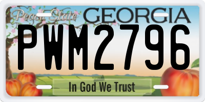 GA license plate PWM2796