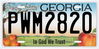 GA license plate PWM2820