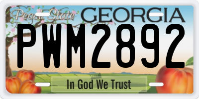 GA license plate PWM2892