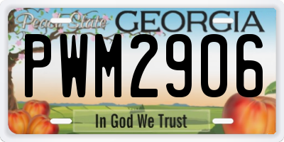 GA license plate PWM2906