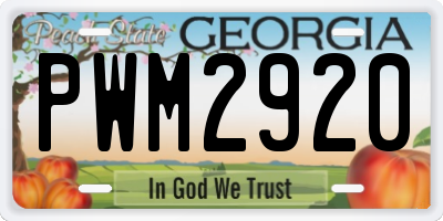 GA license plate PWM2920