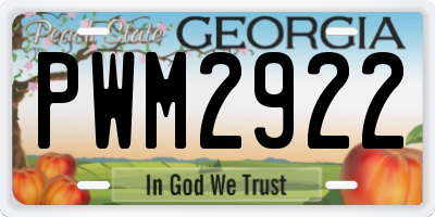 GA license plate PWM2922