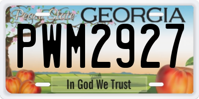 GA license plate PWM2927