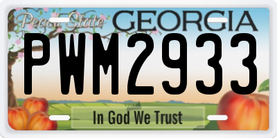 GA license plate PWM2933