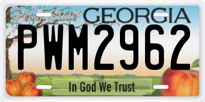 GA license plate PWM2962