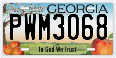 GA license plate PWM3068