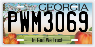 GA license plate PWM3069