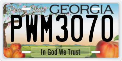 GA license plate PWM3070