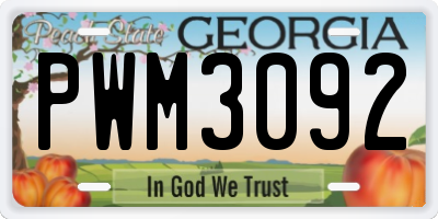 GA license plate PWM3092
