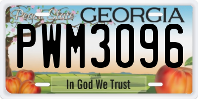 GA license plate PWM3096