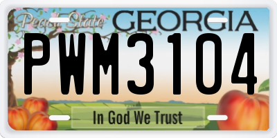 GA license plate PWM3104