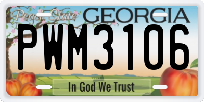 GA license plate PWM3106