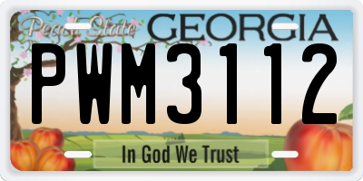 GA license plate PWM3112