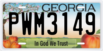GA license plate PWM3149