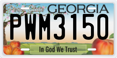 GA license plate PWM3150