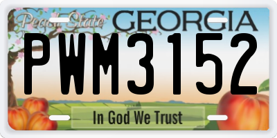 GA license plate PWM3152