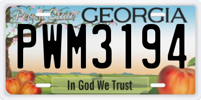 GA license plate PWM3194