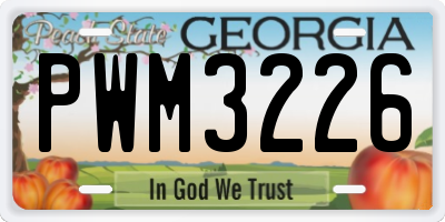 GA license plate PWM3226