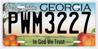 GA license plate PWM3227