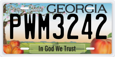 GA license plate PWM3242