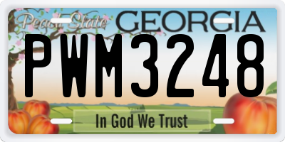 GA license plate PWM3248