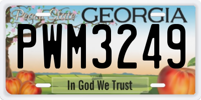 GA license plate PWM3249