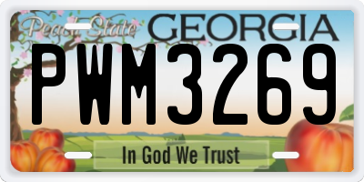 GA license plate PWM3269