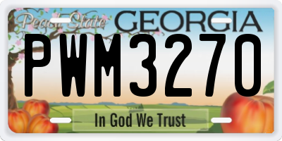 GA license plate PWM3270