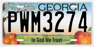 GA license plate PWM3274