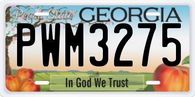 GA license plate PWM3275