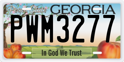 GA license plate PWM3277