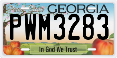 GA license plate PWM3283