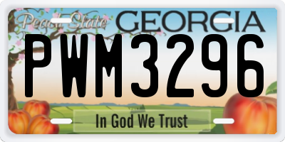 GA license plate PWM3296