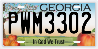 GA license plate PWM3302