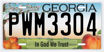 GA license plate PWM3304