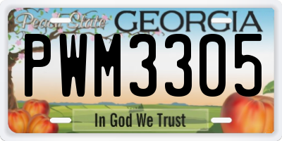 GA license plate PWM3305
