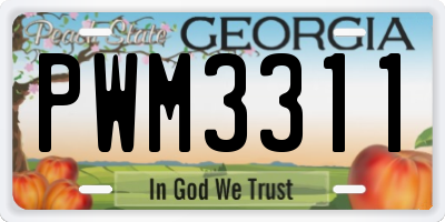 GA license plate PWM3311