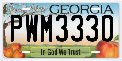 GA license plate PWM3330