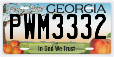 GA license plate PWM3332