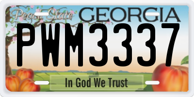 GA license plate PWM3337