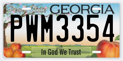 GA license plate PWM3354