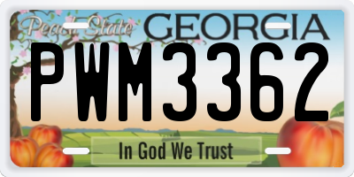 GA license plate PWM3362