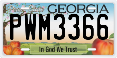 GA license plate PWM3366