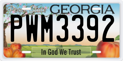 GA license plate PWM3392