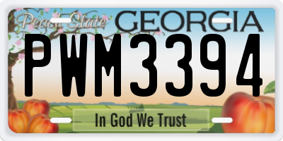 GA license plate PWM3394