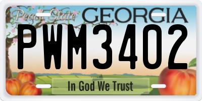 GA license plate PWM3402