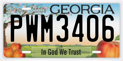 GA license plate PWM3406