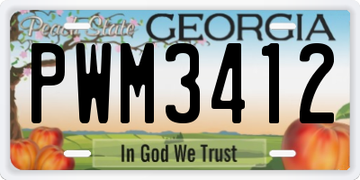 GA license plate PWM3412