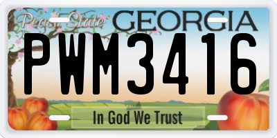 GA license plate PWM3416